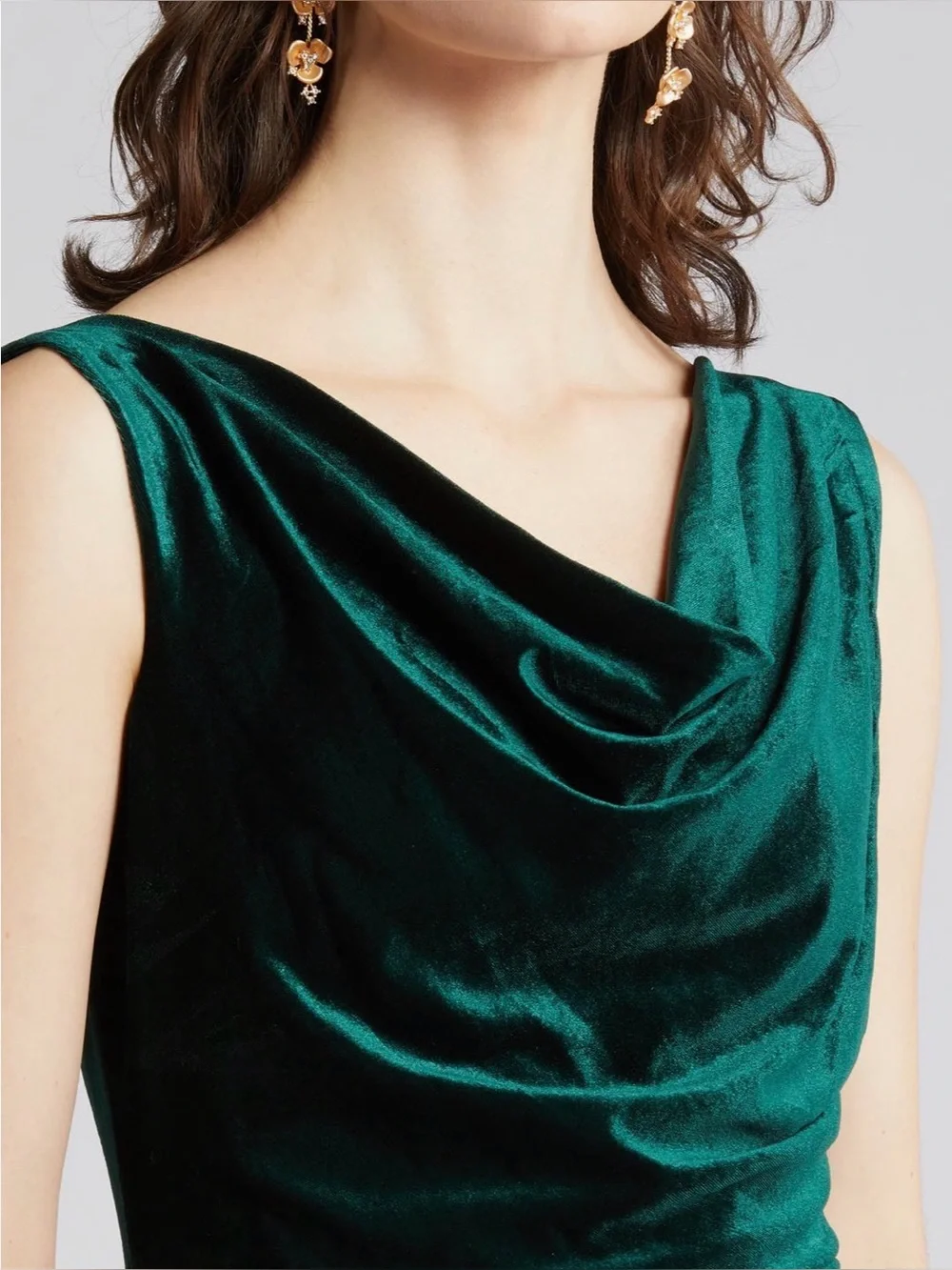 Sam Edelman Emerald Green Velvet Cowl Midi Dress